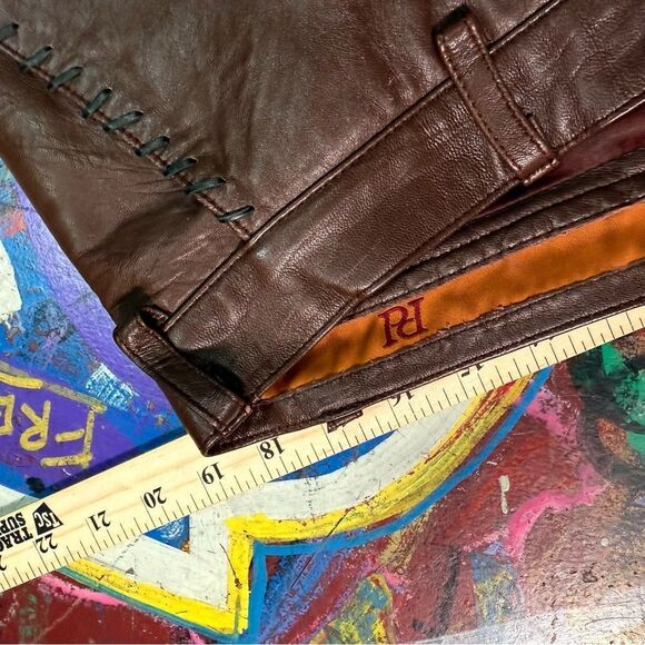 Vintage 80s Prestige Leather Jacket & Pants Set – Two-Tone Western Biker, XL/36 - Picture 13 of 16